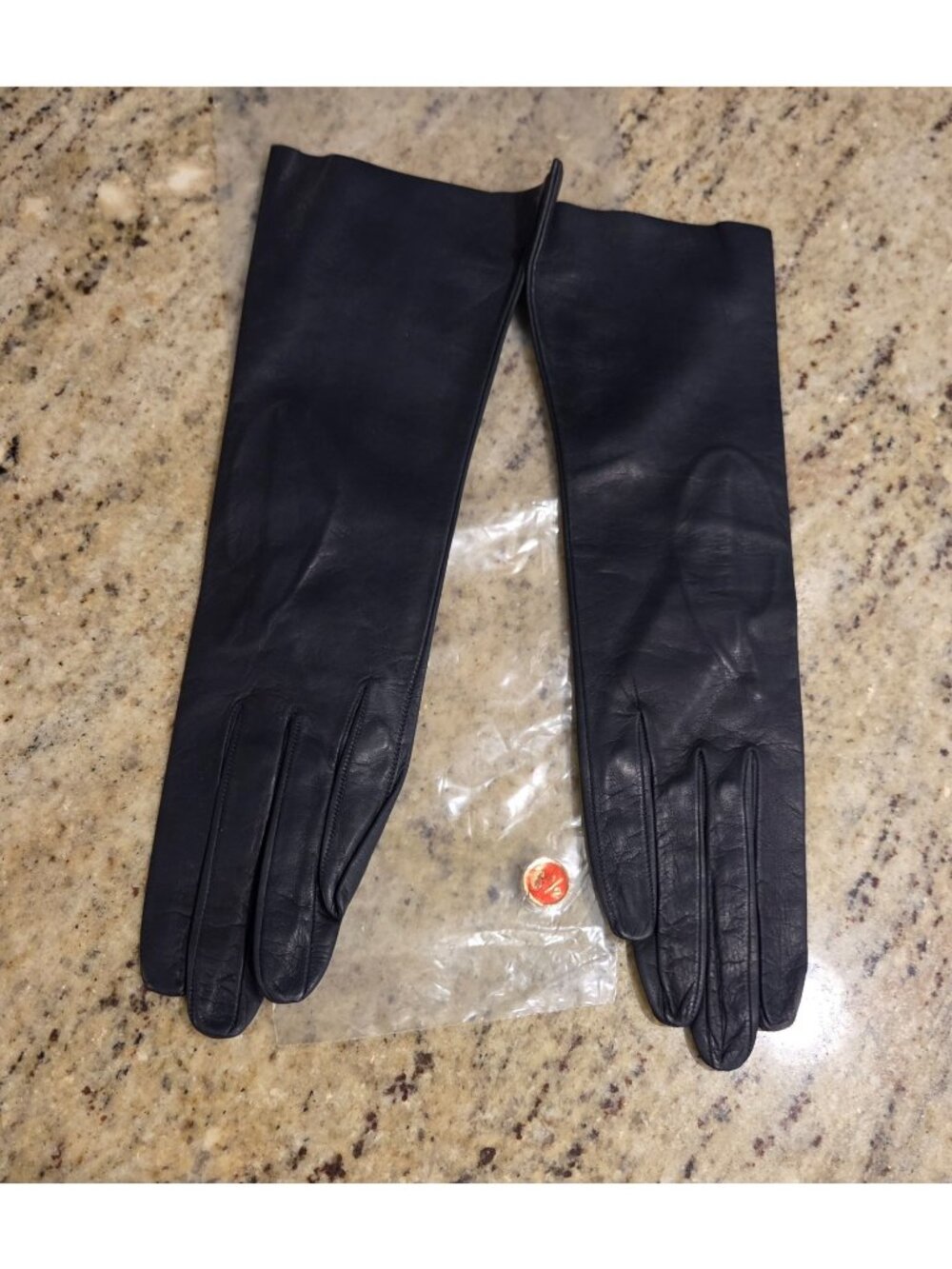 New! Vintage Women's Size S 6.5 Blue Soft Leather Formal 10.5" Long Gloves Italy